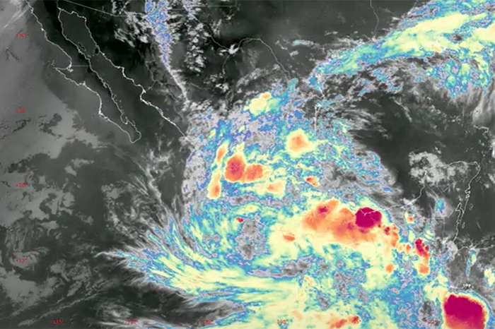 Mapa satelital de la trayectoria de la tormenta tropical Boris.