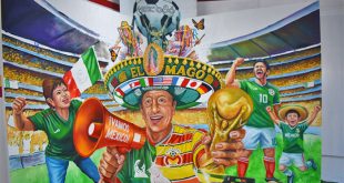 Mural interactivo de "El Mago" en el Hotel Las Américas de Morelia.