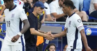 Jugadores de la selección inglesa durante un partido.