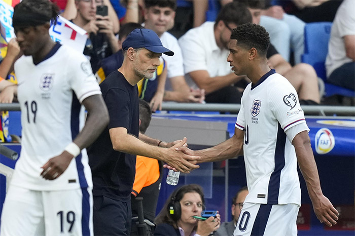 Jugadores de la selección inglesa durante un partido.