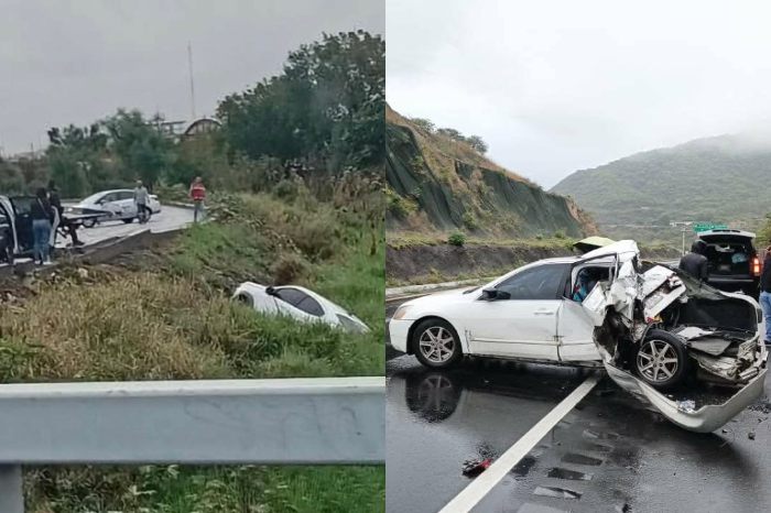 Elementos de auxilio y patrullas atendiendo uno de los dos accidentes vehiculares en Morelia y sus cercanías este miércoles.