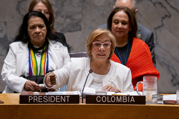 Sima Sami Bahous directora ejecutiva de ONU Mujeres hablando en el Consejo de Seguridad