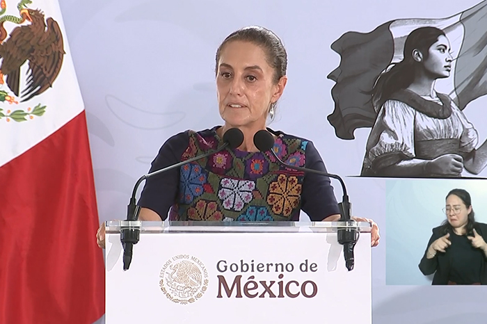 La presidenta Claudia Sheinbaum durante un acto público, reafirmando la autonomía del sistema judicial mexicano.