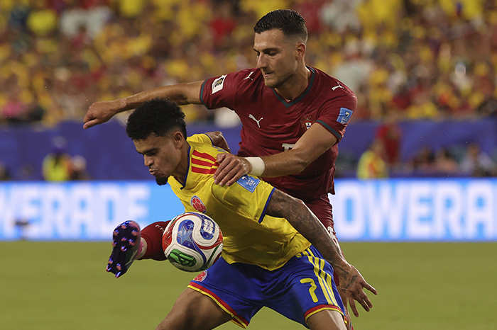 Jugadores de la Selección de Colombia durante el partido contra Portugal en el Mundial 2026.