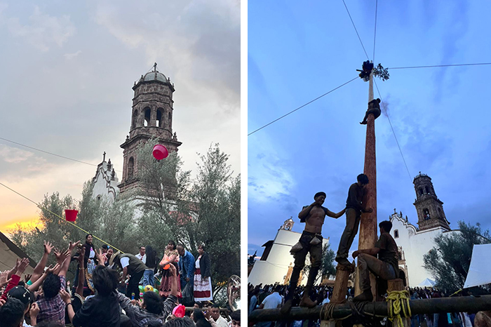 Habitantes de Tzintzuntzan celebran el jueves de Corpus.