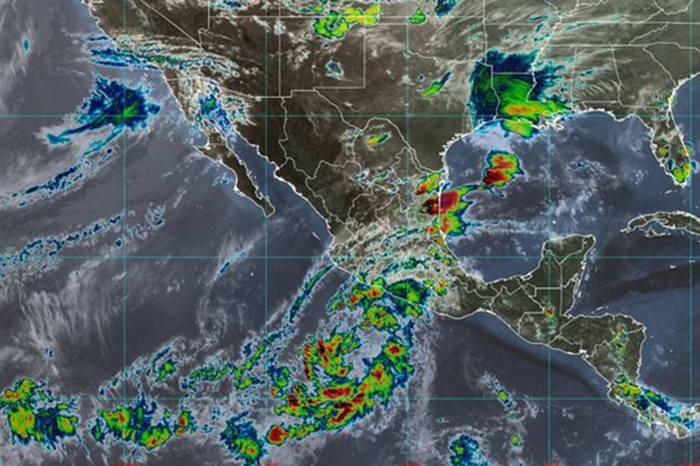 Mapa satelital del desarrollo de la Depresión Tropical Uno-E en el Océano Pacífico.