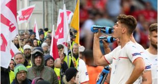 Obreros de la construcción descansando bajo el sol, en el marco de la exigencia de pausas de hidratación para proteger a los trabajadores.