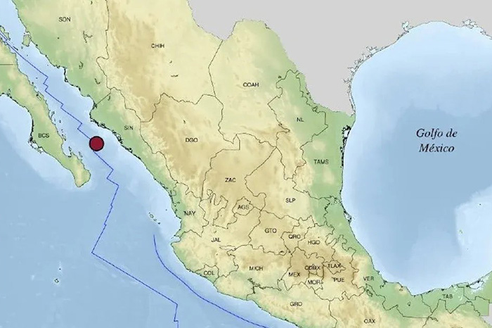 Gráfico del Servicio Sismológico Nacional tras el momento en que un sismo se registra en Sinaloa.