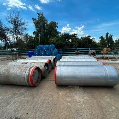 Instalaciones de la planta potabilizadora de Santa María durante los protocolos de seguridad por descarga de gas cloro.