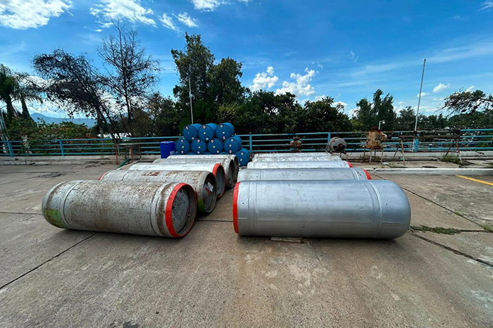 Instalaciones de la planta potabilizadora de Santa María durante los protocolos de seguridad por descarga de gas cloro.