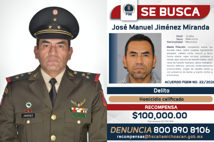 Ficha de búsqueda y recompensa de José Manuel Jiménez Miranda emitida por la FGE Michoacán