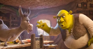 Captura de pantalla del ogro verde y Burro en el primer tráiler en español de la película animada Shrek 5.