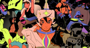 Arte conceptual de la serie independiente Tiempos híbridos, un proyecto de anime hecho en México con estética futurista.