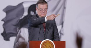 Marcelo Ebrard secretario de Economia en conferencia de prensa hablando del T MEC