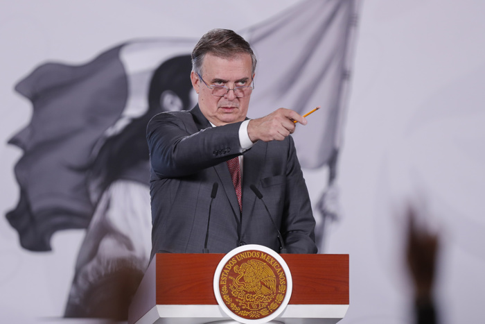 Marcelo Ebrard secretario de Economia en conferencia de prensa hablando del T MEC