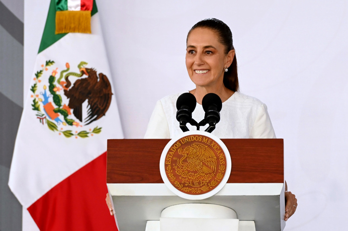 La presidenta de México Claudia Sheinbaum durante su conferencia matutina en Cuernavaca