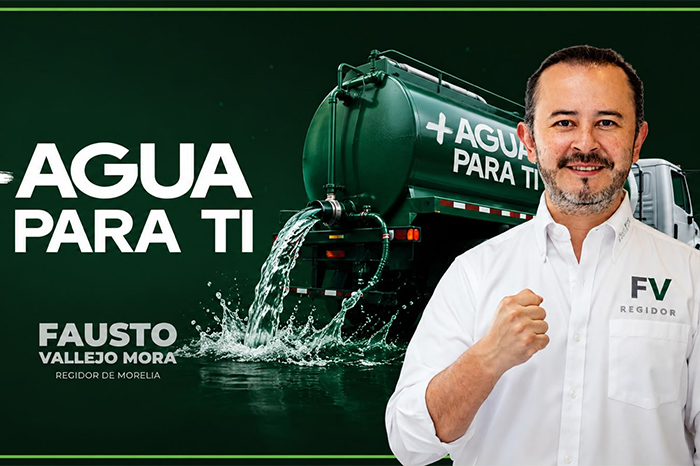 Regidor Fausto Vallejo Mora durante el arranque del programa Más Agua para Ti en Morelia.