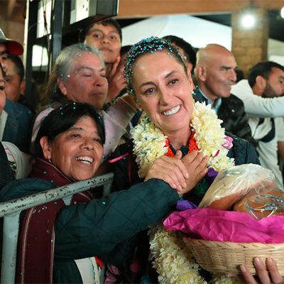La presidenta Claudia Sheinbaum durante su visita a Pátzcuaro, Michoacán.