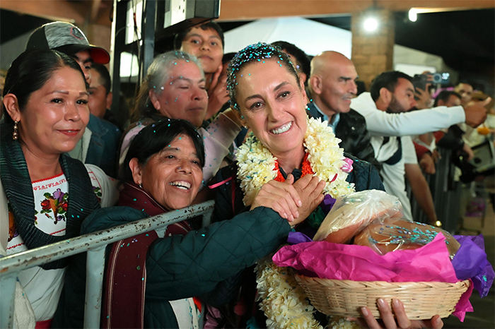 La presidenta Claudia Sheinbaum durante su visita a Pátzcuaro, Michoacán.