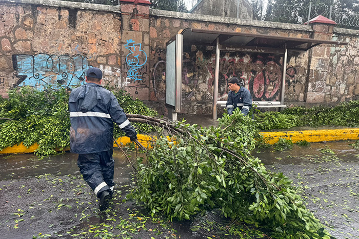 Brigadas municipales atienden encharcamientos y afectaciones causadas por las lluvias de este viernes en Morelia