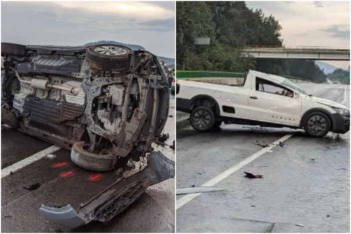 Servicios de emergencia atienden dos volcaduras de camionetas en la autopista Siglo XXI