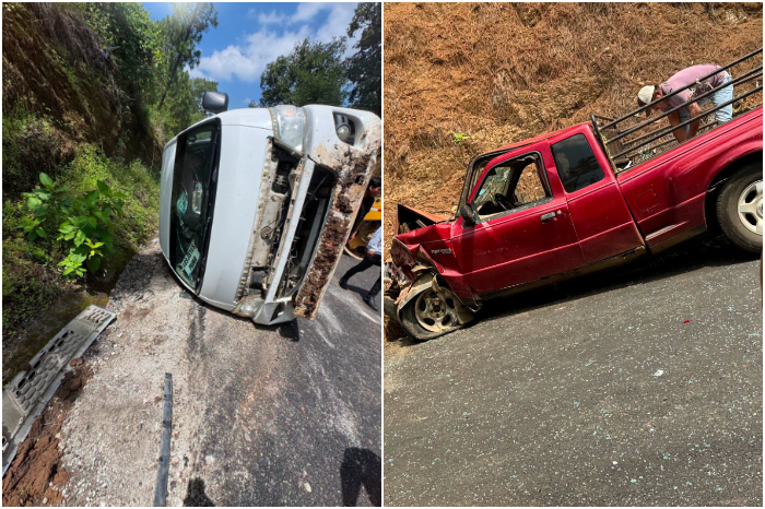 Accidente entre una combi del transporte público y una camioneta en la carretera Los Reyes-Pamatácuaro dejó varios lesionados.
