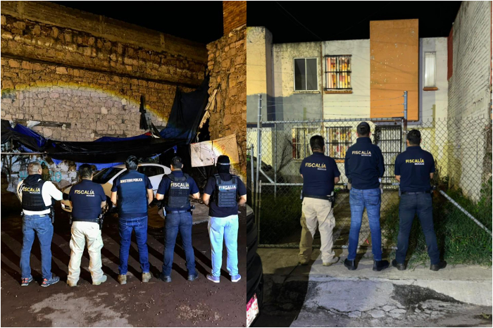 Elementos de la FGE resguardando el perímetro durante un operativo de cateo en Morelia por delitos de narcomenudeo