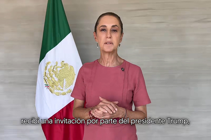 La presidenta Claudia Sheinbaum durante su mensaje sobre la importancia diplomática de asistir a la final del Mundial en Nueva York.