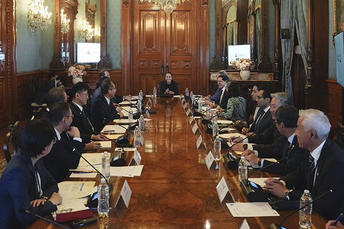La presidenta Claudia Sheinbaum durante la recepción de la delegación empresarial del Comité Económico México-Japón.