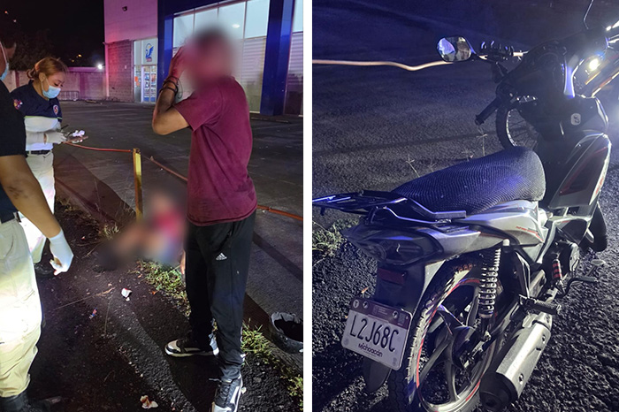 Motocicleta siniestrada sobre una vialidad urbana tras un percance vial en Zamora.