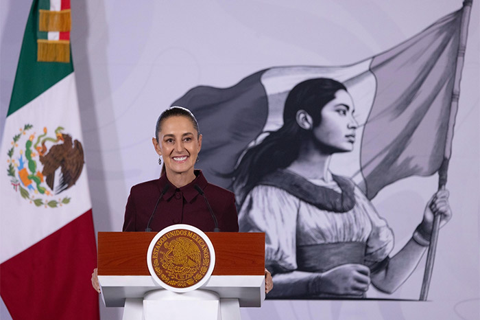 La presidenta de México, Claudia Sheinbaum Pardo, durante su conferencia matutina.