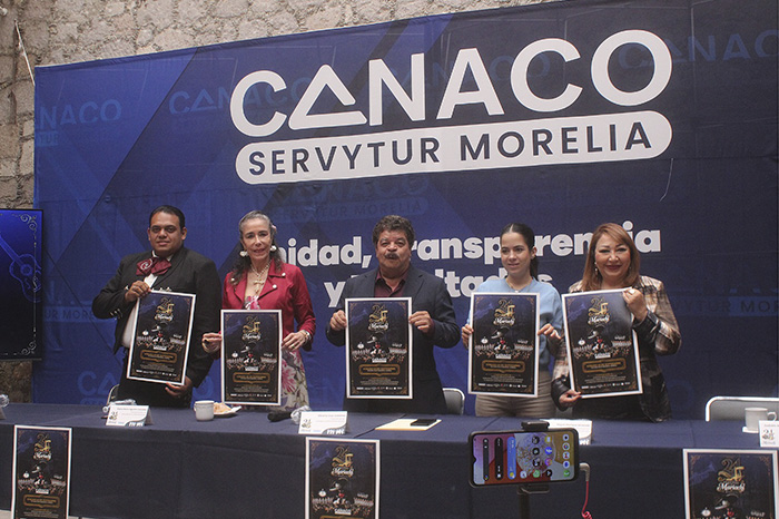 Presentación oficial de la 24ª edición del Festival del Mariachi por parte de directivos de CANACO Morelia.