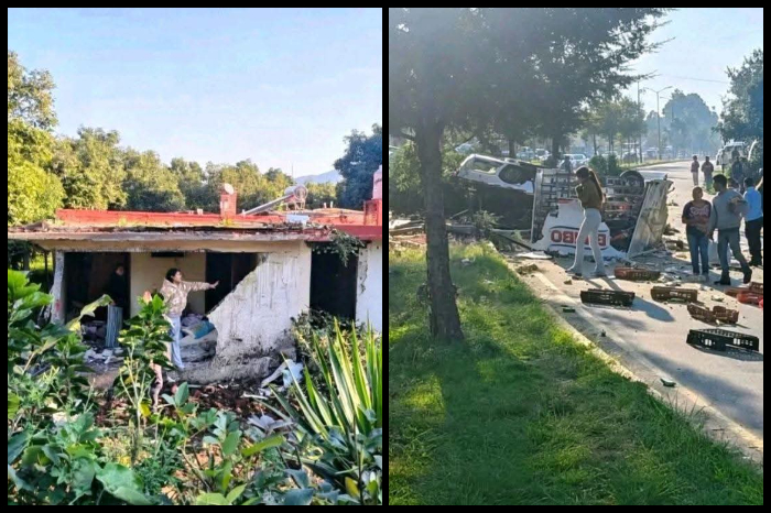 ragedia en Zitácuaro: Torton embiste a camioneta de Bimbo y se estrella en vivienda
