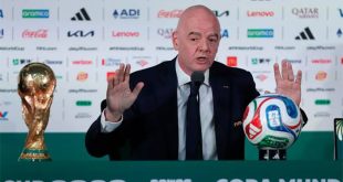 El presidente de la FIFA, Gianni Infantino, durante un evento oficial del organismo de fútbol.