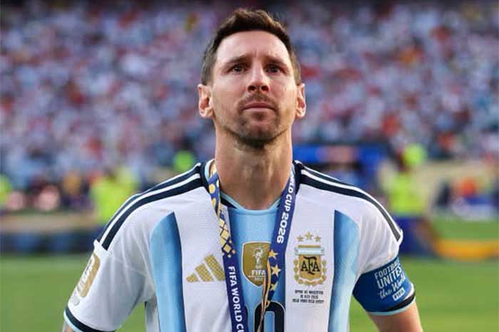 Lionel Messi con la camiseta de la selección de Argentina.