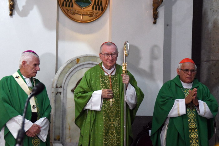 El cardenal Pietro Parolin durante su visita oficial a México para reunirse con la presidenta Claudia Sheinbaum.