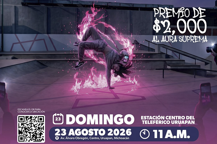 Cartel promocional de las batallas de Aura en el Teleférico de Uruapan.
