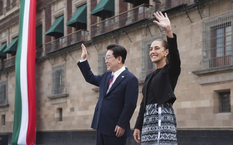 Palacio Nacional durante un mensaje oficial y encuentro diplomático entre líderes de México y Corea del Sur.