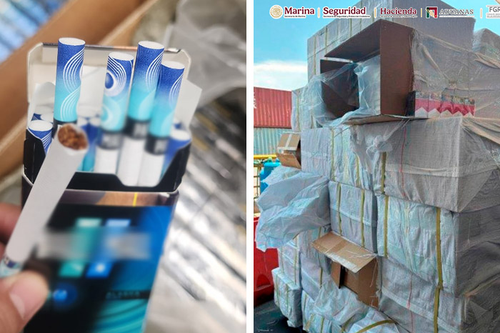 Contenedores y mercancía asegurada en recinto aduanero portuario.