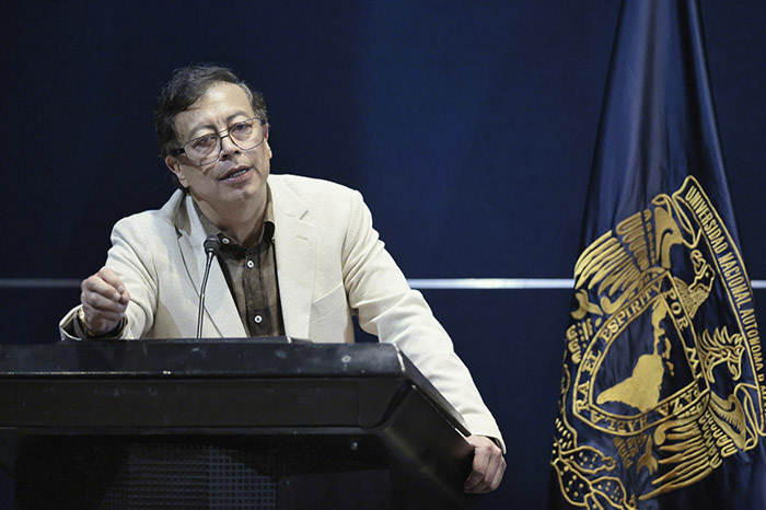 El expresidente de Colombia, Gustavo Petro, durante su conferencia magistral en la Universidad Nacional Autónoma de México.