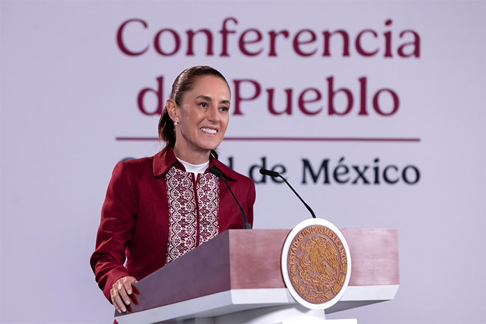 Conferencia de prensa matutina de la presidenta de México en Palacio Nacional.