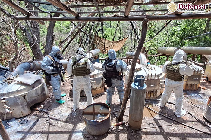 Despliegue de fuerzas de seguridad federales en zona rural de Carácuaro, Michoacán.