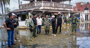 Zona costera y personal de emergencia desplegado en Lázaro Cárdenas durante el paso del huracán Polo.