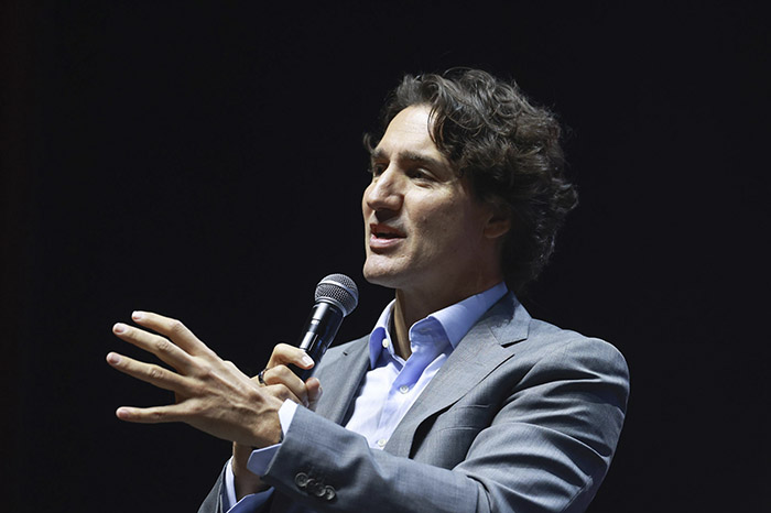 El ex primer ministro canadiense, Justin Trudeau, durante su ponencia en el Auditorio Nacional de la Ciudad de México.