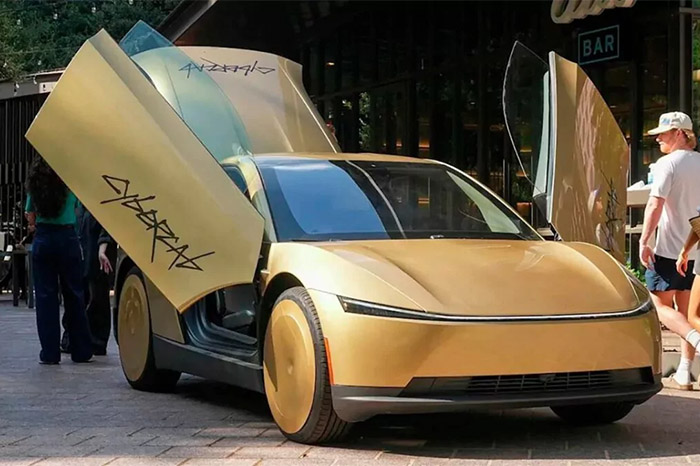 Diseño del Cybercab, el vehículo autónomo sin volante ni pedales presentado por Tesla.