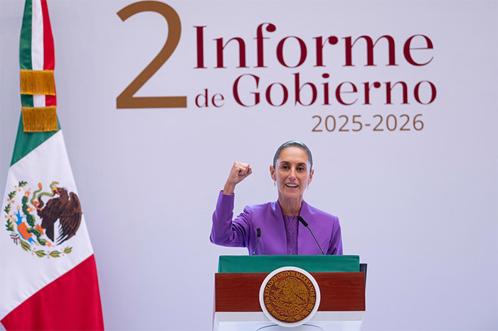La presidenta Claudia Sheinbaum durante la presentación de su Segundo Informe de Gobierno.