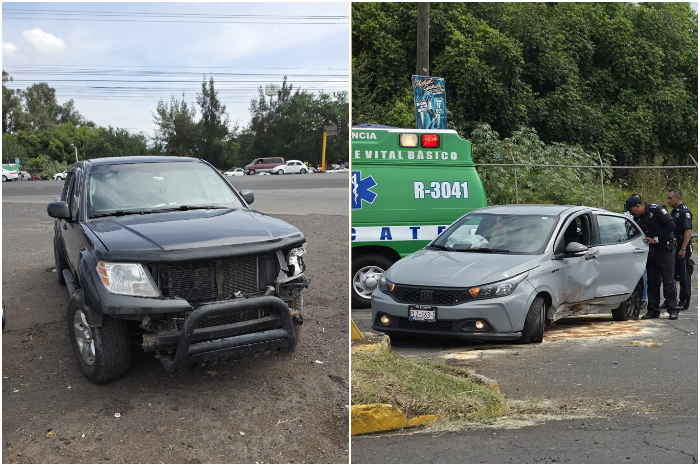 Camioneta choca auto y lo proyecta contra un semáforo en Zamora