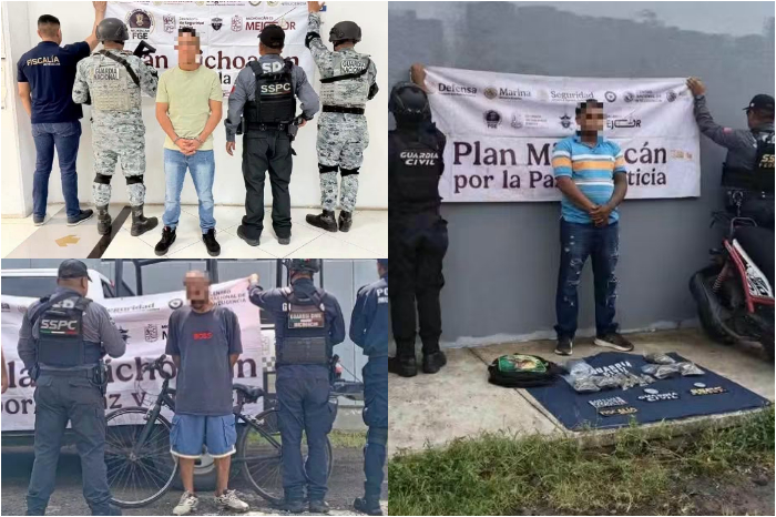 Tres hombres son detenidos con droga y aseguran vehículo robado en Uruapan
