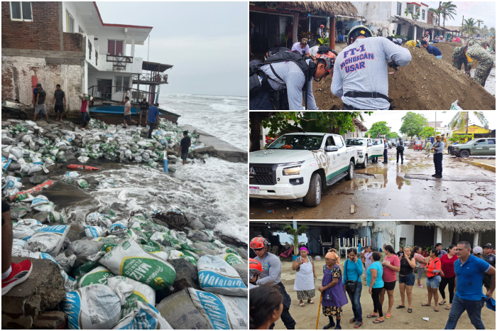 Oleaje del huracán Polo afecta viviendas y negocios en Playa Azul