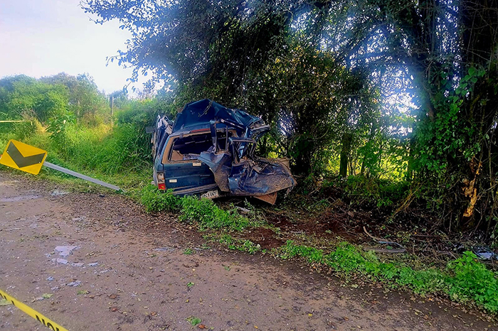 Camioneta choca contra un árbol en la carretera Las Cañas-Guarachanillo, en Tangancícuaro